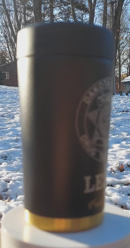 Custom Engraved Frost Buddy Universal Buddy 2.0 Can Cooler - Police Officer, Law Enforcement, Sheriff, Trooper, Badge, Patch - Texas Tea