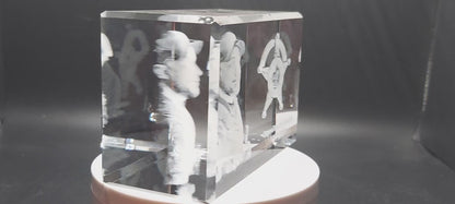 3D Crystal Police Firefighter EMS Engraved Photo Memorial | LED Base optional | Police Officer Trooper Deputy Paramedic Firefighter