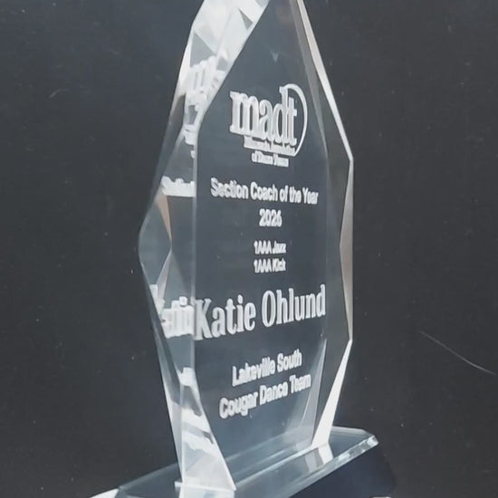 custom laser engraved acrylic diamond cut award