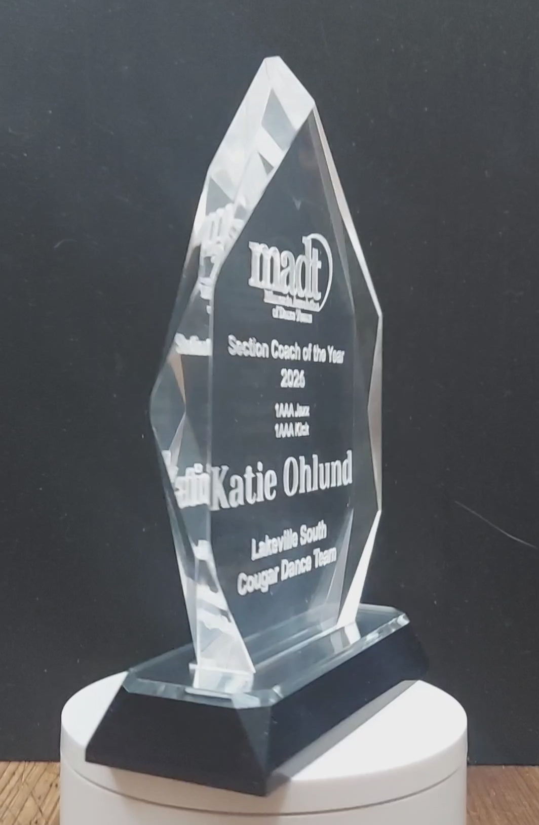 custom laser engraved acrylic diamond cut award