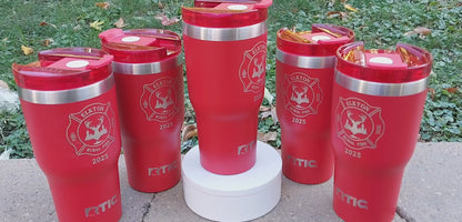 Custom Firefighter laser engraved tumbler - Fireman, Fire Department, First Responder - 20 oz or 30 oz, RTIC  brand with lid